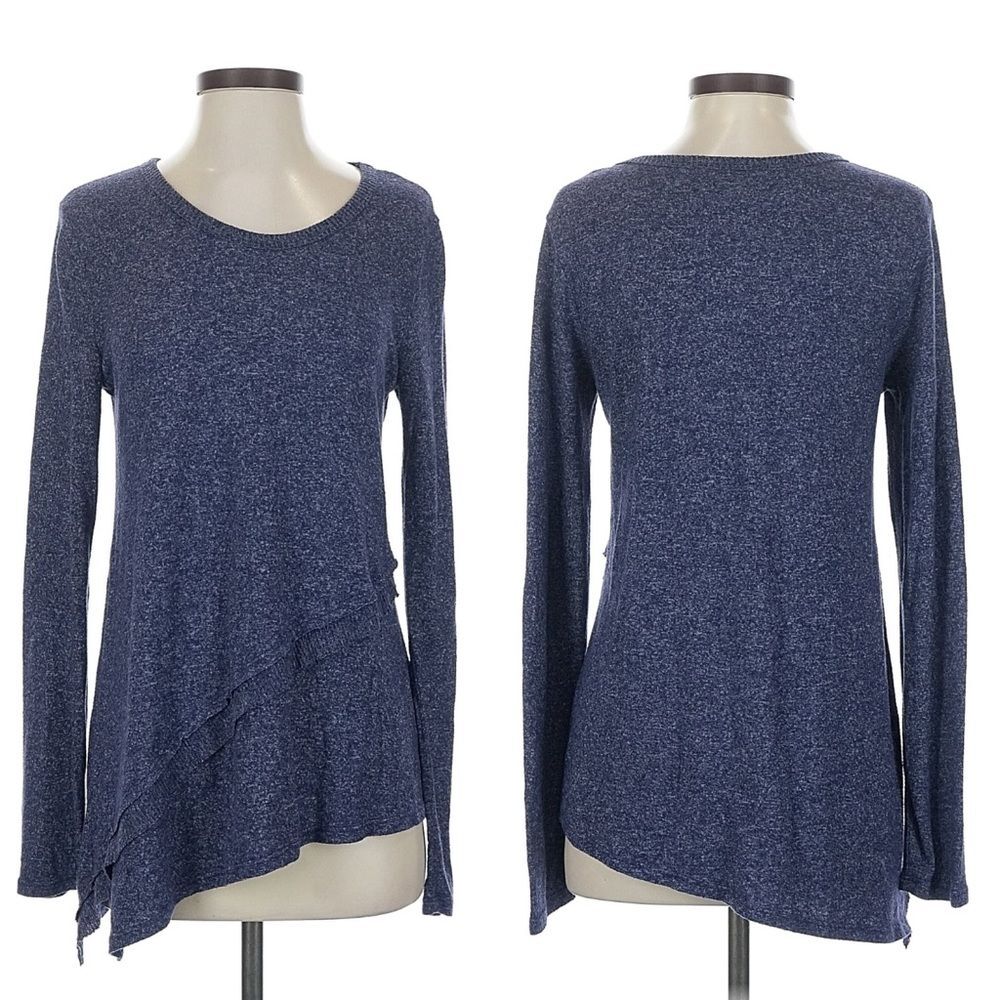 Anthropologie x COA Navy Blue Asymmetrical Tunic Top Soft Cozy Loungewear Size M